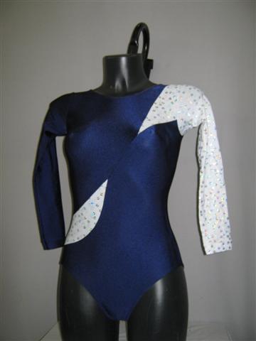 Body blu lycra con inserti bianchi